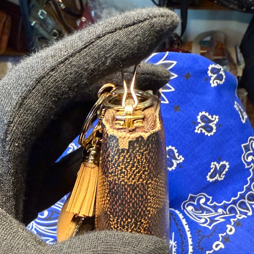 Louis Vuitton Damier Ebene Long Wallet with Leopard Heart Keychain - Picture 4 of 13